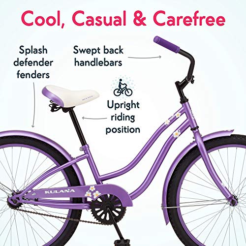Kulana Hiku Cruiser Bike, 24-Inch Wheels, Purple