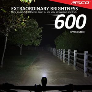 CECO-USA: 600 Lumen USB Rechargeable Bike Light – Tough & Durable IP67 Waterproof & FL-1 Impact Resistant – Super Bright Model F600 Bicycle Headlight – for Commuters, Road Cyclists, Mountain Bikers