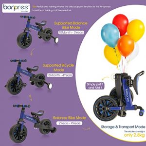 Baby Balance Bike–3 in 1 Convertible Toddler Balance Bike for 1-3 Year Old Boys Girls with Removable Pedal and 2 Gear Adjustable Seat Height,First Birthday Gifts,Light Blue