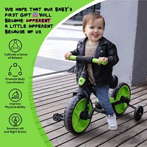 Afranti Toddler Tricycle 3 in 1 Baby Balance Bike for 18 Months to 5 Years Old Kids Trike Girls Boys Training Bicycle with Adjustable Seat Removable Pedals & Training Wheels for Kids 31.5