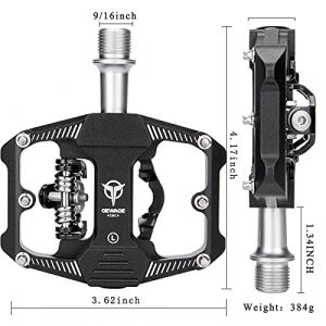 Mountain Bike Pedals - Dual Function Flat and SPD Pedal - 3 Sealed Bearing Platform Pedals SPD Compatible, Bicycle Pedals for BMX Spin Exercise Peloton Trekking Bike