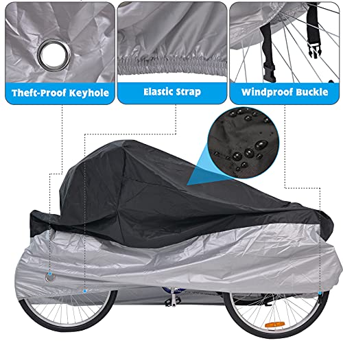 MOPHOTO Bike Cover Adult Tricycle Cover for Outdoor Bicycle Storage, Heavy Duty Waterproof Cover for Tricycle Trike Bikes.
