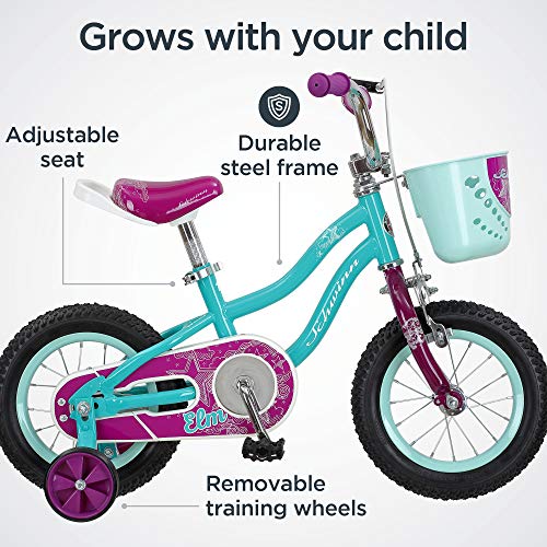 Schwinn Koen & Elm Toddler and Kids Bike, 12-Inch Wheels, Training Wheels Included, Teal