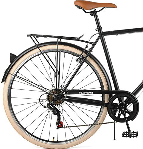 Retrospec Beaumont-7 Seven Speed Men's Urban City Bike, 58cm/Large, Matte Black