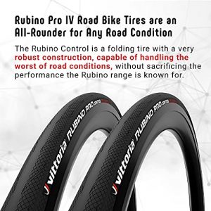Vittoria Rubino Pro IV Speed G2.0 - Performance Road Bike Tire - Foldable Bicycle Tires (700x23c, Full Black)