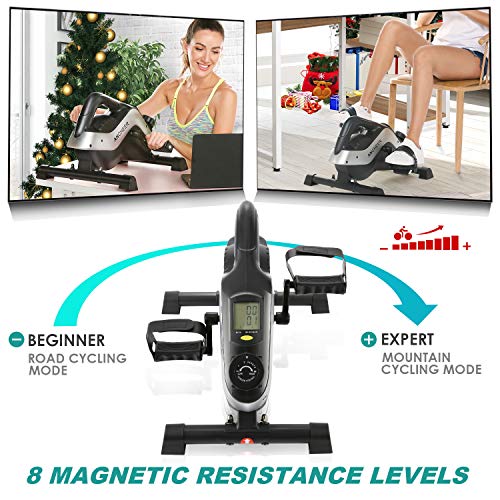 ANCHEER Mini Exercise Bike - Under Desk Cycle Pedal Exerciser with LCD Display for Leg/Arm Exercise at Office Home, APP Control Peddler
