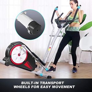 ANCHEER Elliptical Machine, Magnetic Training Machine for Home Use with Pulse Rate Grips and LCD Monitor, Smooth Quiet Driven for Home Gym Office Workout Max Capacity Weight 350LBS