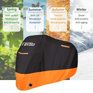 Favoto Motorcycle Cover 96.5 inches Length All Season Universal Weather Waterproof Sun Outdoor Protection Durable Night Reflector with Lock-Holes & Storage Bag Motorbike Vehicle Cover