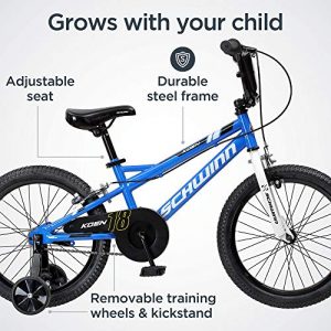 Schwinn Koen & Elm Toddler and Kids Bike, 18-Inch Wheels, Training Wheels Included, Blue
