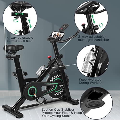 REHOOPEX Exercise Bike - Silent Belt Drive Stationary Bike, Indoor Cycling Bike Stationary with Comfortable Seat Cushion and LCD Monitor for Home Workout