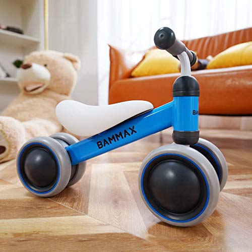 Bammax Baby Balance Bike, Baby Bicycle for 1 Year Old, Riding Toys for 1 Year Old, No Pedal Infant 4 Wheels Baby Walker First Birthday Gift Toddler Bike for 9-24 Months Boys Girls, Kids First Bike