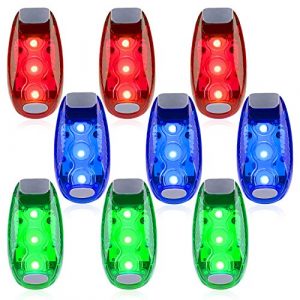 9 Pack Led Safety Light, Safety Light, High Visibility Strobe Running Lights Used For Bicycle, Walking Etc. Clip-On Running Lights Clip To Clothes Strap To Wrist, Bike Or Anywhere(Red/Blue /Green )