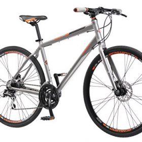Schwinn Phocus 1500 Flat Bar Sport Fitness Hybrid Bicycle, Featuring 19-Inch/Large Aluminum Step-Over Frame and Mechanical Disc Brakes with 24-Speed Drivetrain and 700c Wheels, Matte Grey