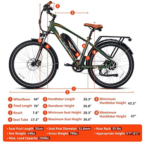 Addmotor E-53 Electric Bike for Adults,125 Miles, Electric Bikes with 48V 20Ah Lithium Battery, 500W Motor, 26 Inch Tire Electric Mountain Bike, Lightweight City Commuter Ebikes for Men (Snow White)