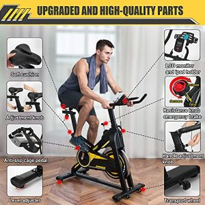 Exercise Bikes Stationary Indoor Cycling Bike 330 Lbs Capacity, Workout Bike for Home Gyms with Comfy Seat Cushion, iPad Holder(Updated)