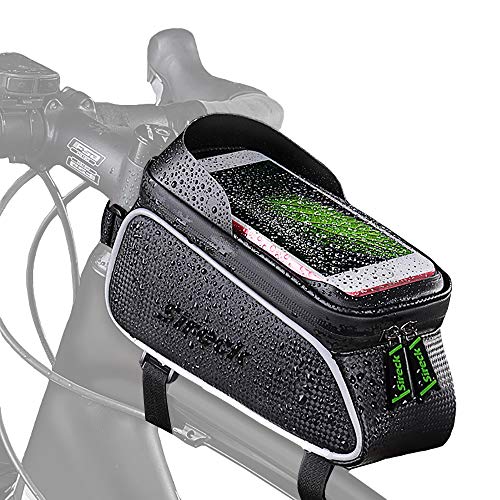 Sireck Bike Phone Front Frame Bag - Waterproof Bicycle Bag Touchscreen Mountain Road Bike Phone Holder Top Tube Bag Cycling Phone Mount Pack Phone Case for 6.5" iPhone 13/12 Pro Max，xs max