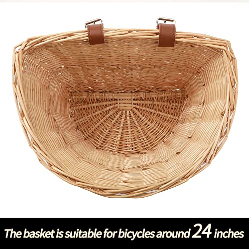 Handlebar Bike Basket Cruiser Women Beach Wicker Front Adult Storage Straps Bicycle Accessory Cargo Cane Woven Rear Large Capacity Rack Mount