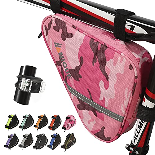 NIGUE Bike Frame Storage Bag, Night Reflective Under-seat Bike Saddle Bag, Waterproof Triangle Saddle Frame Pouch for Bicycles Rear Rack, Use for Road Bikes Mountain Commute Bikes (Multi-P)
