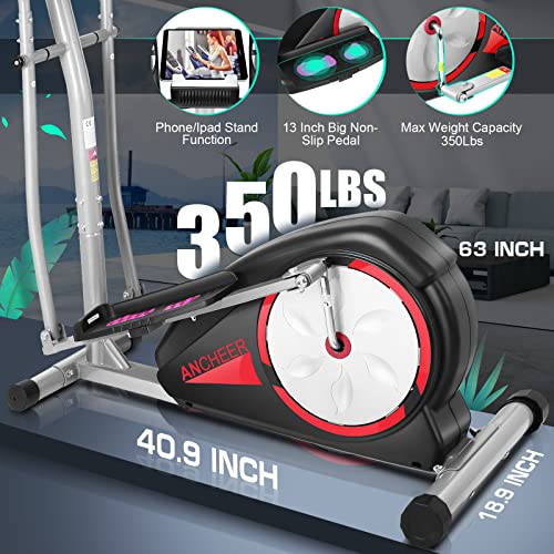 ANCHEER Elliptical Machine for Home Use, Cross Trainer with LCD Monitor & 8 Level Magnetic Resistance, Elliptical Training Machines, Heavy Duty Flywheel for Cardio Training Workout