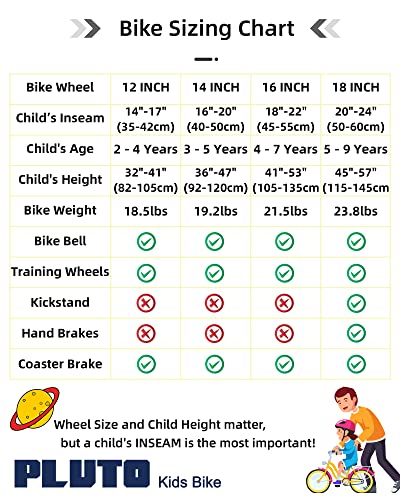 JOYSTAR 14 Inch Pluto Kids Bike with Training Wheels for Ages 3 4 5 Year Old Boys Girls Toddler Children BMX Bicycle Blue
