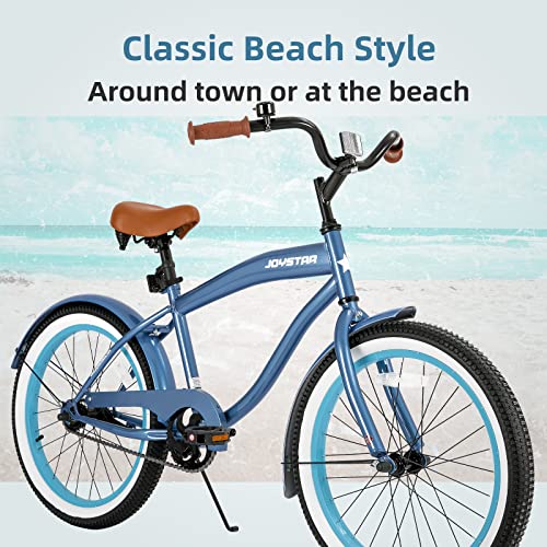 JOYSTAR 20 Inch Kids Beach Cruiser Bike with Coaster Brake Kid Bike for Ages 5-9 Years Old Girls and Boys Single Speed Kids Cruiser Bicycle Blue