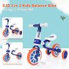 XJD 3 in 1 Baby Balance Bike for 18 Months to 4 Years Old Boy Girl Tricycle for Kids Toddler First Beginner Bike Child Trike Infant 4 Wheel Balance Bicycle with Adjustable Seat Detachable Pedal, Blue