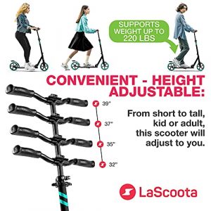 LaScoota Kick Scooter for Adults & Teens. Perfect for Youth 12 Years and Up and Men & Women. Lightweight Foldable Adult Scooter with Large 8