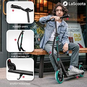 LaScoota Kick Scooter for Adults & Teens. Perfect for Youth 12 Years and Up and Men & Women. Lightweight Foldable Adult Scooter with Large 8
