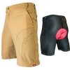 The Pub Crawler - Men's Loose-Fit Baggy Bike Shorts for Commuter or MTB Cycling (Large, Khaki)
