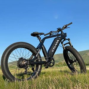 vtuvia Electric Bike 26 4.0 Fat Tire 27MPH Electric Bicycles for Adults, 750w Powful Motor 48v 13ah Removable Lithium Battery 7-Speed Gear Large Frame Ebikes (Black) (SN100)