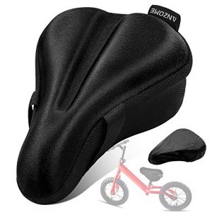 ANZOME Kids Gel Bike Seat Cushion Cover for Boys & Girls Bicycle Seats, 9"x6" Memory Foam Child Bike Seat Cover Extra Soft Small Bicycle Saddle Pad with Water & Dust Resistant Cover-Black