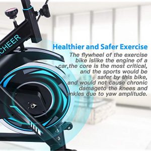 ANCHEER Indoor Cycling Bike, Stationary Bike with 10-Level Resistance, Large LCD Monitor,40 lbs Heavy Flywheel and 350 lbs Weight Capacity Exercise Bike, Belt Drive Bikes for Home Gym (Black)