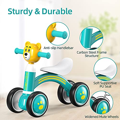 BQYPOWER Baby Balance Bike, Toddler Bikes 18-36 Months Cute Kids Riding Toys for 1 Year Old Boys Girls, Children Tricycle with Soft Seat & Silence Wheels, Birthday Christmas Thanksgiving Gifts