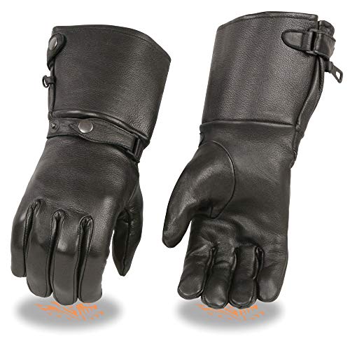 Milwaukee Leather SH857 Men's Black Deerskin Thermal Lined Gauntlet Gloves (Medium)