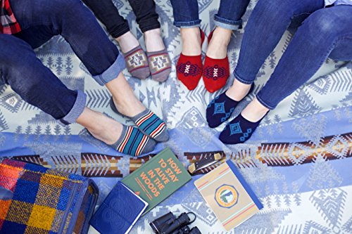 Pendleton Women's Cotton Moc Socks, Medium(6-10), Rocky Mountain Stripe/Sage