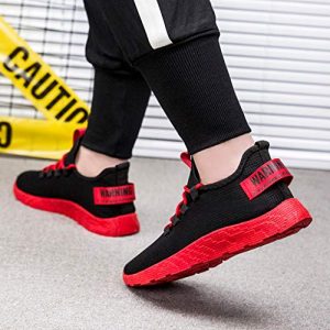 Men's Flying Weaving Casual Walking Running Outdoor Shoes Breathable Tourist Athletic Sports Sneakers (41, Red)