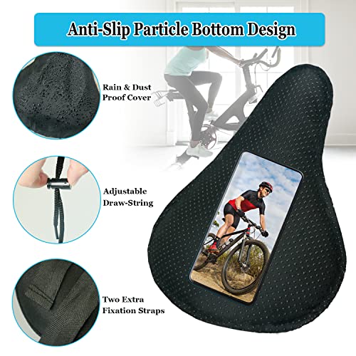 Geronmine Gel Bike Seat Cover Padded Bicycle Saddle Covers for Women & Men, Most Comfortable Exercise Bike Seat Cushion Cover, Soft for Spin Indoor Outdoor Cycling Class Mountain Stationary Bikes