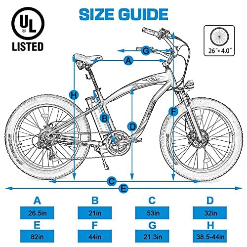 ECOTRIC UL Certified - Powerful Bike Fat Tire Electric Bicycle 26" Aluminium Frame Suspension Fork Beach Snow Mountain Electric Bicycle 750W Motor 48V 13AH Ebike Removable Lithium Battery (Blue)