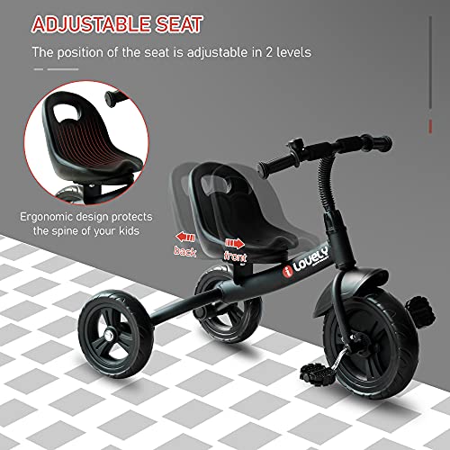 Qaba 3-Wheel Recreation Ride-On Toddler Tricycle with Bell Indoor / Outdoor - Black