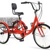 Ey Adult Tricycle, 3 Wheel Bike Adult, Three Wheel Cruiser Bike 24 26 inch Wheels, 7 Speed, Adjustable Seat and Handlebar, Multiple Colors
