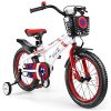 Dripex 16 Inch Kids Bike Boys Girls Freestyle Bicycle with Training Wheels and Kickstand Child's Bike for Toddler Ages 4-8 Red White