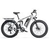 Cyrusher XF800 750W Electric Bike 26 * 4 Inch Fat Tire Mountain Ebikes 7 Speeds Snow Beach Electric Bicycles with 13ah Battery (White)