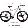 29” Mountain Bike Lightweight Aluminum Frame Front Suspension Daul Disc Brakes 21 Speed Mens Bicycle 29er MTB (Silvery)