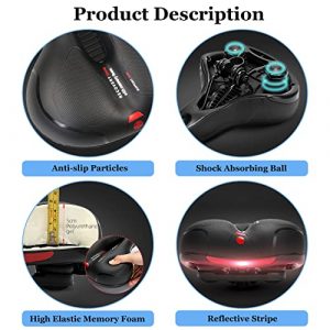 Comfort Bike Seat for Men Women, Bicycle Seats Cushion Soft Memory Foam Waterproof Wide Bicycle Saddle Replacement with Dual Shock Absorbing Ball for Mountain Road Spinning Exercise Bike