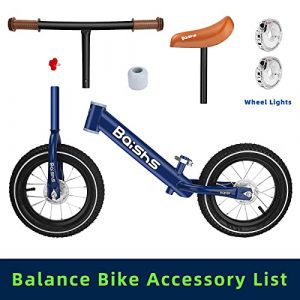 12 Inch Balance Bike for Kids with LED Wheel Light Training Bicycle Riding Toys for Indoor and Outdoor, Balance Bicycle (Blue)