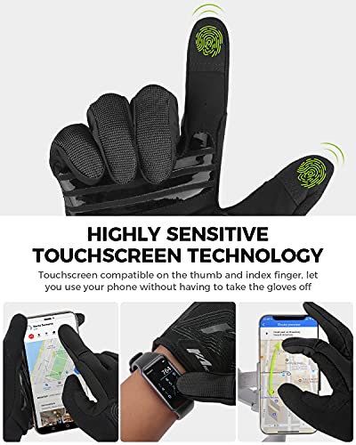 Kemimoto Full Finger Cycling Gloves for Men/Women, Touchscreen Mountain Bike Gloves with Anti-Slip Shock-Absorbing Gel Pad, Breathable Workout Gloves for Gym Training, Mountain Bike,Exercising