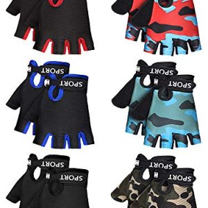 6 Pairs Kids Cycling Gloves Bicycle Non Slip Half Finger Gloves for Summer Outdoor Sport Road Mountain Bike Riding for Boy Girl Youth (2-4 Years) (4-8 Years)