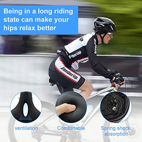 Bike Seat Bicycle Saddle, Shock-Absorbing Spring Reflective Strip, Thickened Memory Foam, Waterproof Replacement Leather Bicycle seat Cushion, for Outsole Men and Women Mountain Bikes