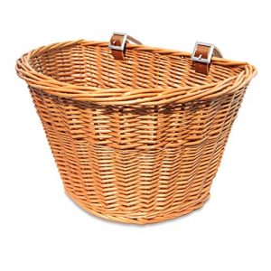 Colorbasket 01563 Adult Front Handlebar Wicker Bike Basket, Leather Straps, Natural Color