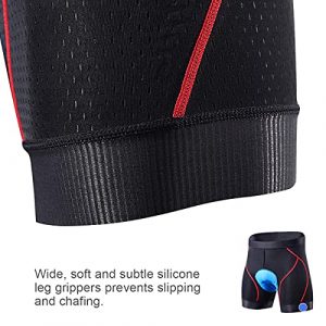Souke Sports Men's Cycling Underwear Shorts 4D Padded Bike Bicycle MTB Liner Shorts with Anti-Slip Leg Grips(Red, Large)
